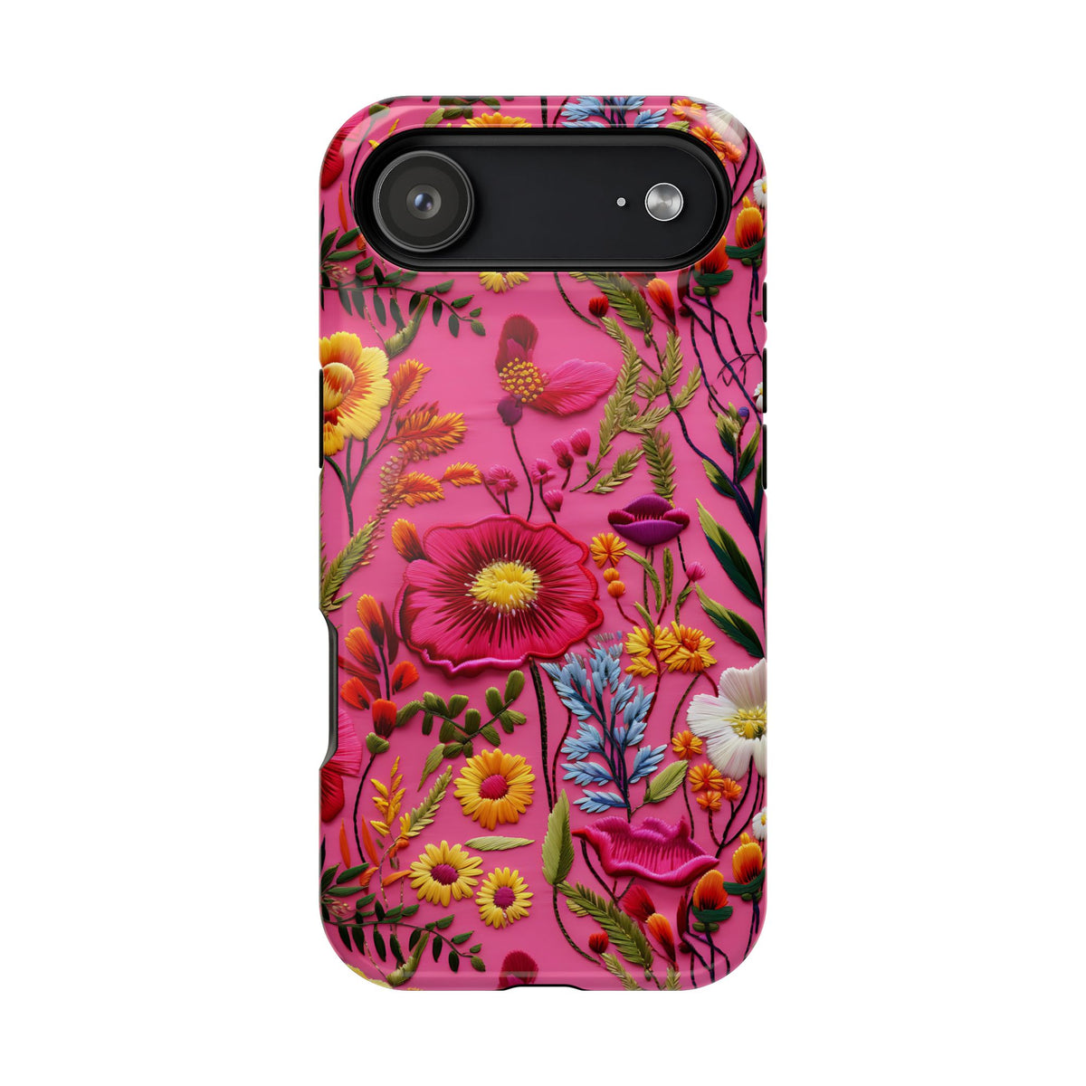 Pink Folk Floral MagSafe case for iPhone 17 Air, glossy finish