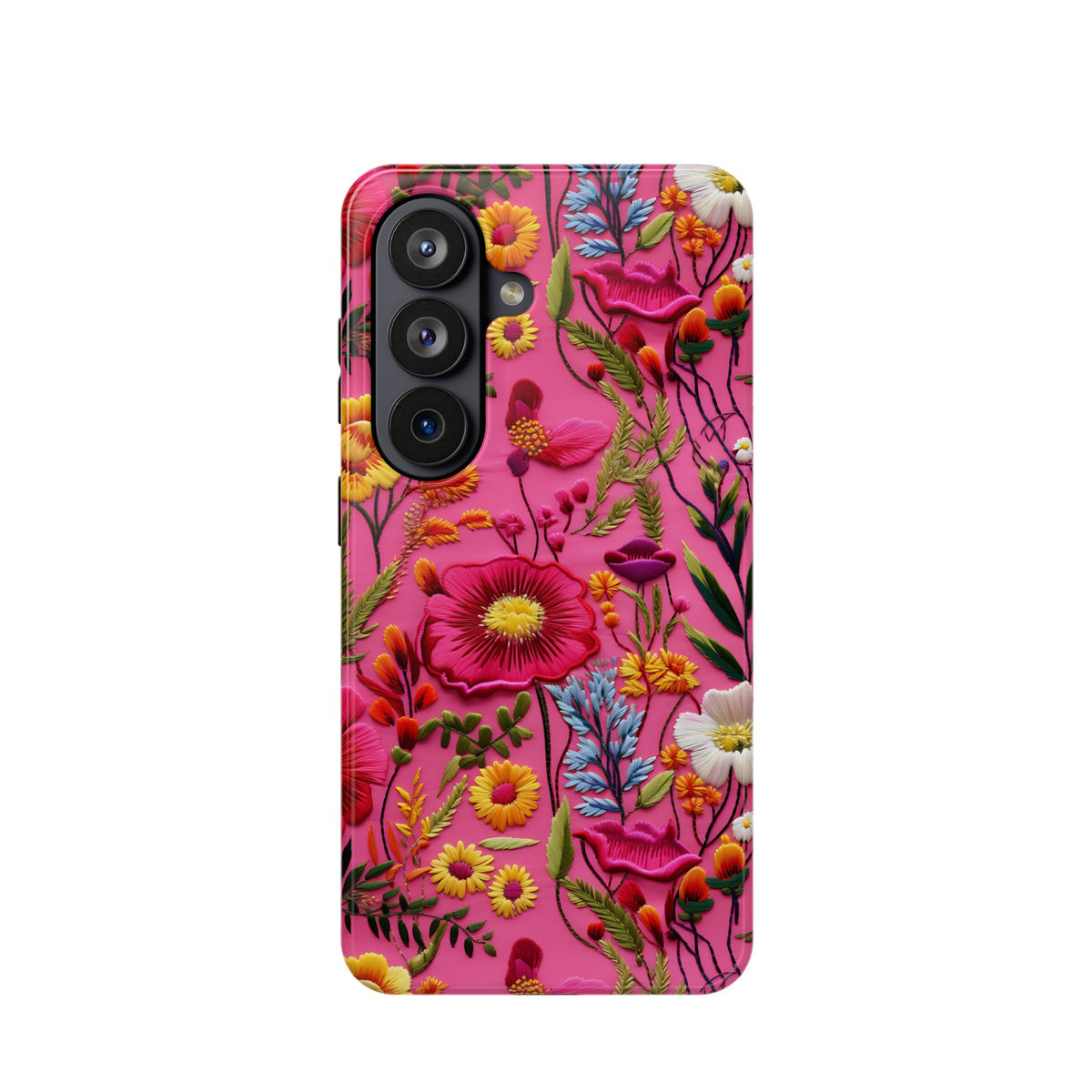 Pink Folk Floral MagSafe case for Samsung Galaxy S26, glossy finish