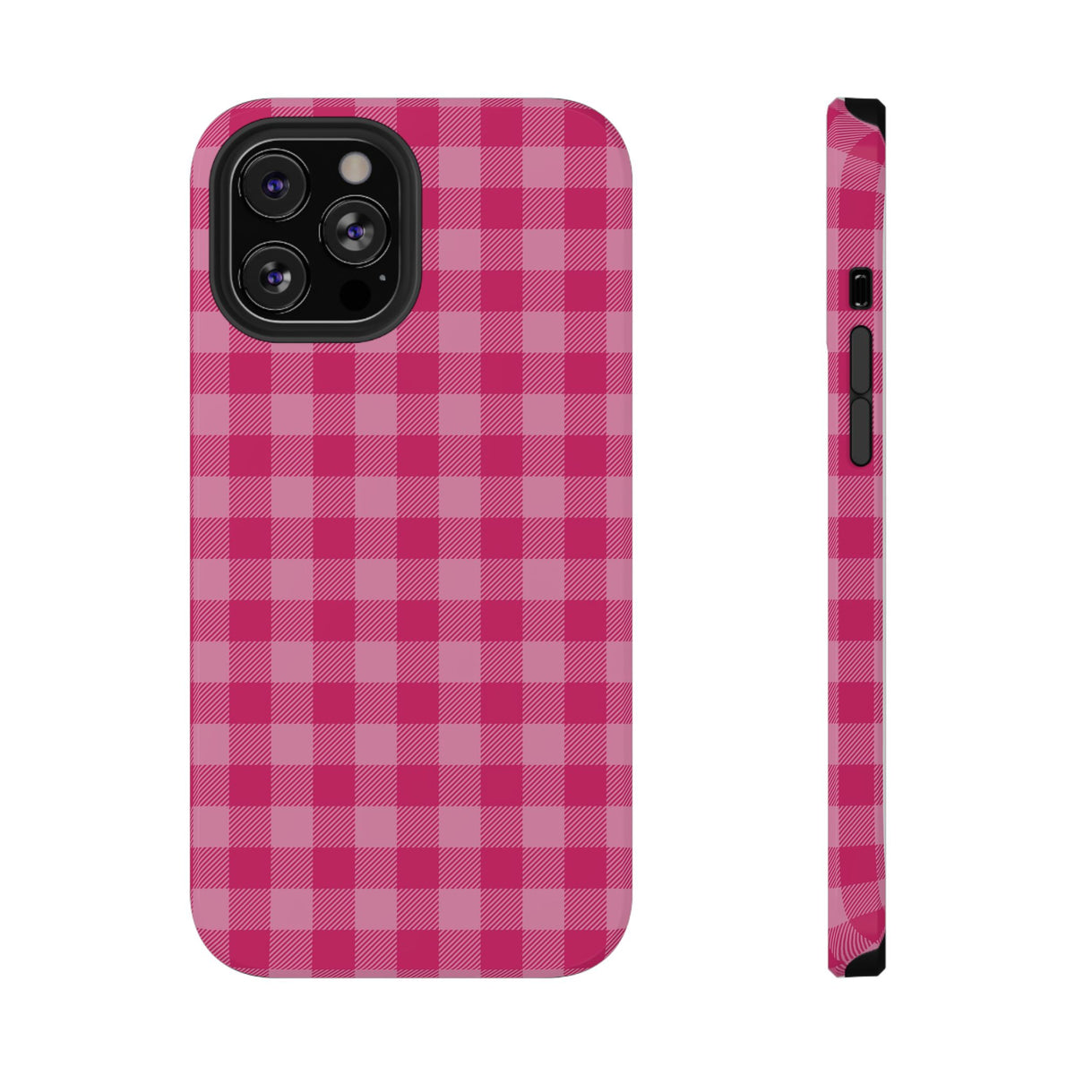 Pink Gingham protective phone case for iPhone 12 Pro Max, glossy finish