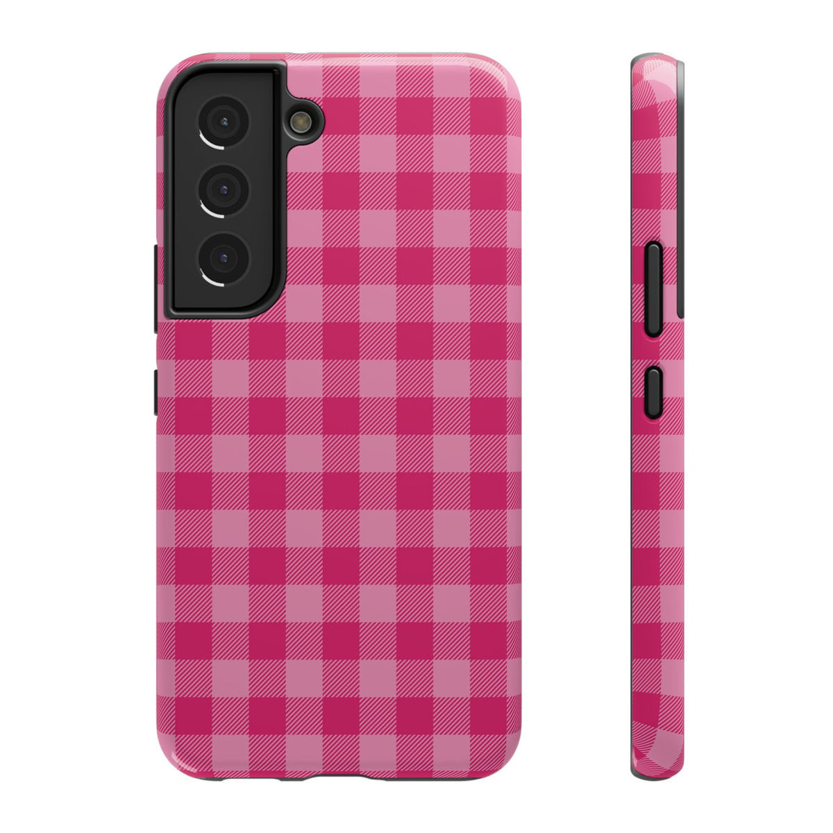 Pink Gingham protective phone case for Samsung Galaxy S22, glossy finish
