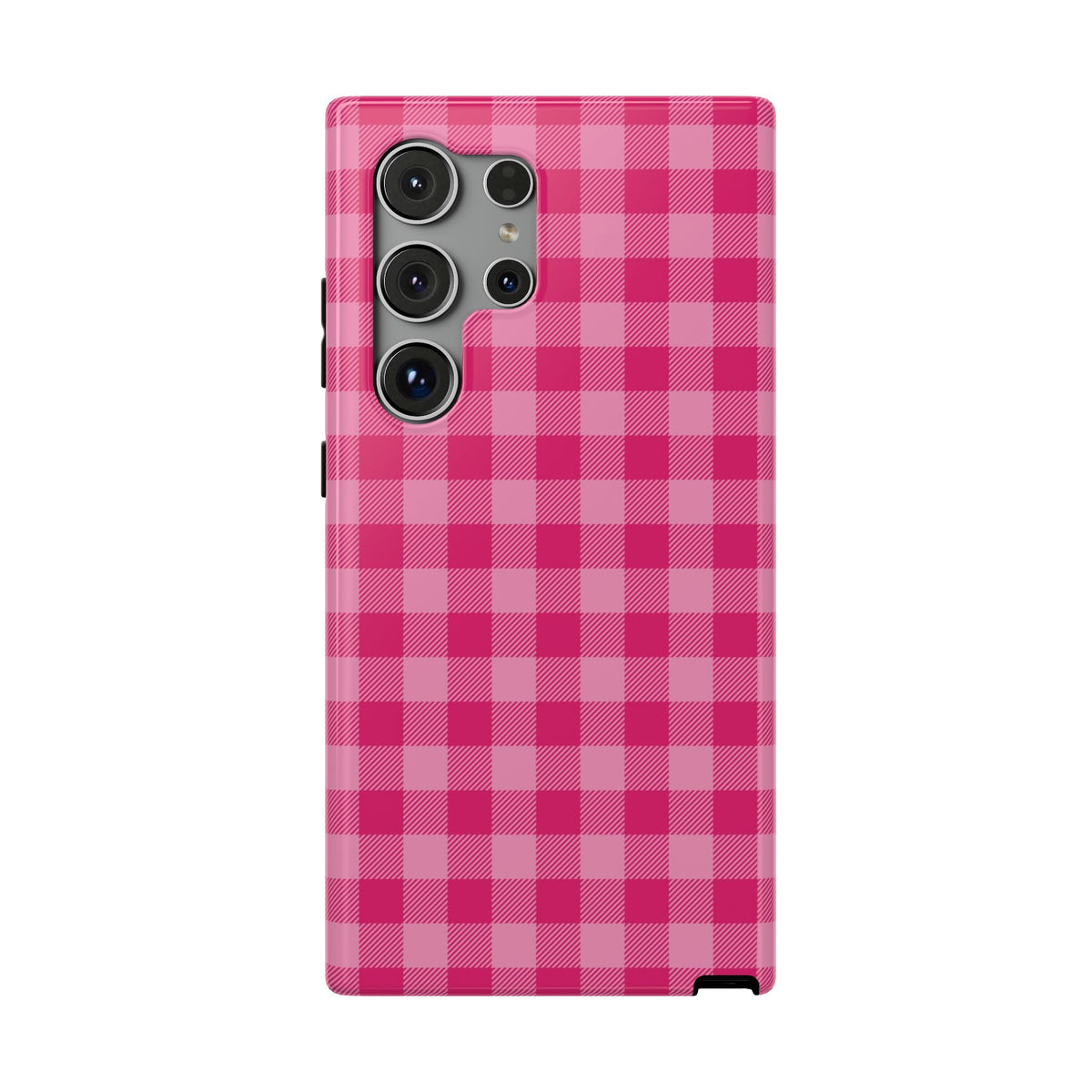 Pink Gingham protective phone case for Samsung Galaxy S24 Ultra, glossy finish