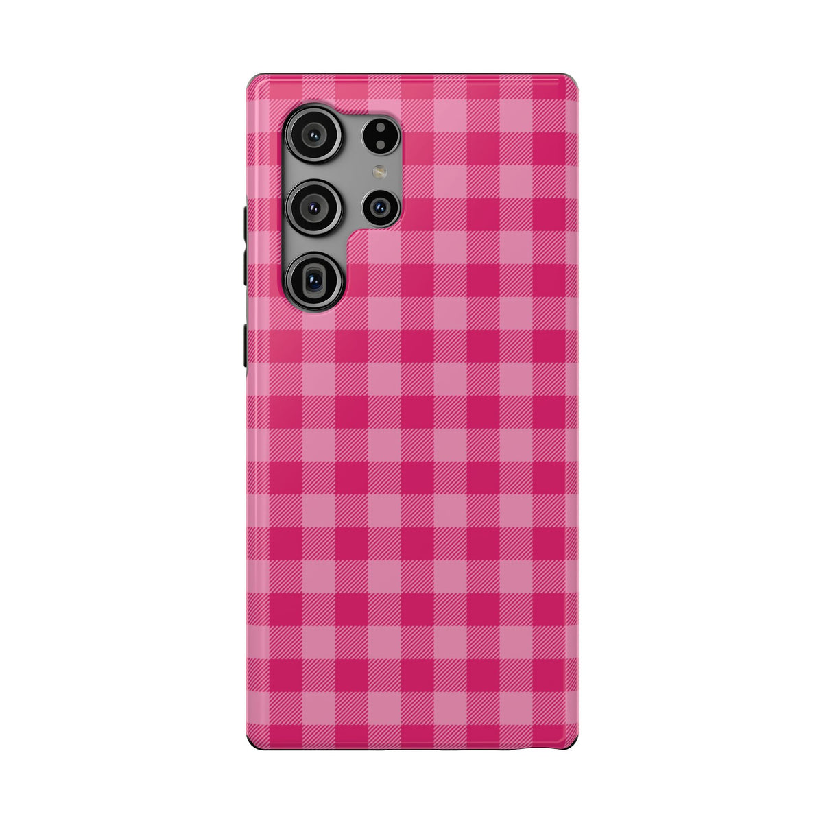 Pink Gingham protective phone case for Samsung Galaxy S23 Ultra, glossy finish
