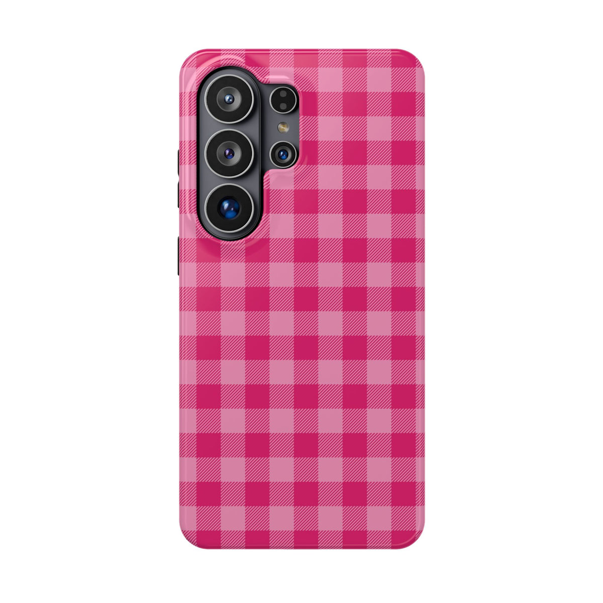 Pink Gingham protective phone case for Samsung Galaxy S26 Ultra, glossy finish