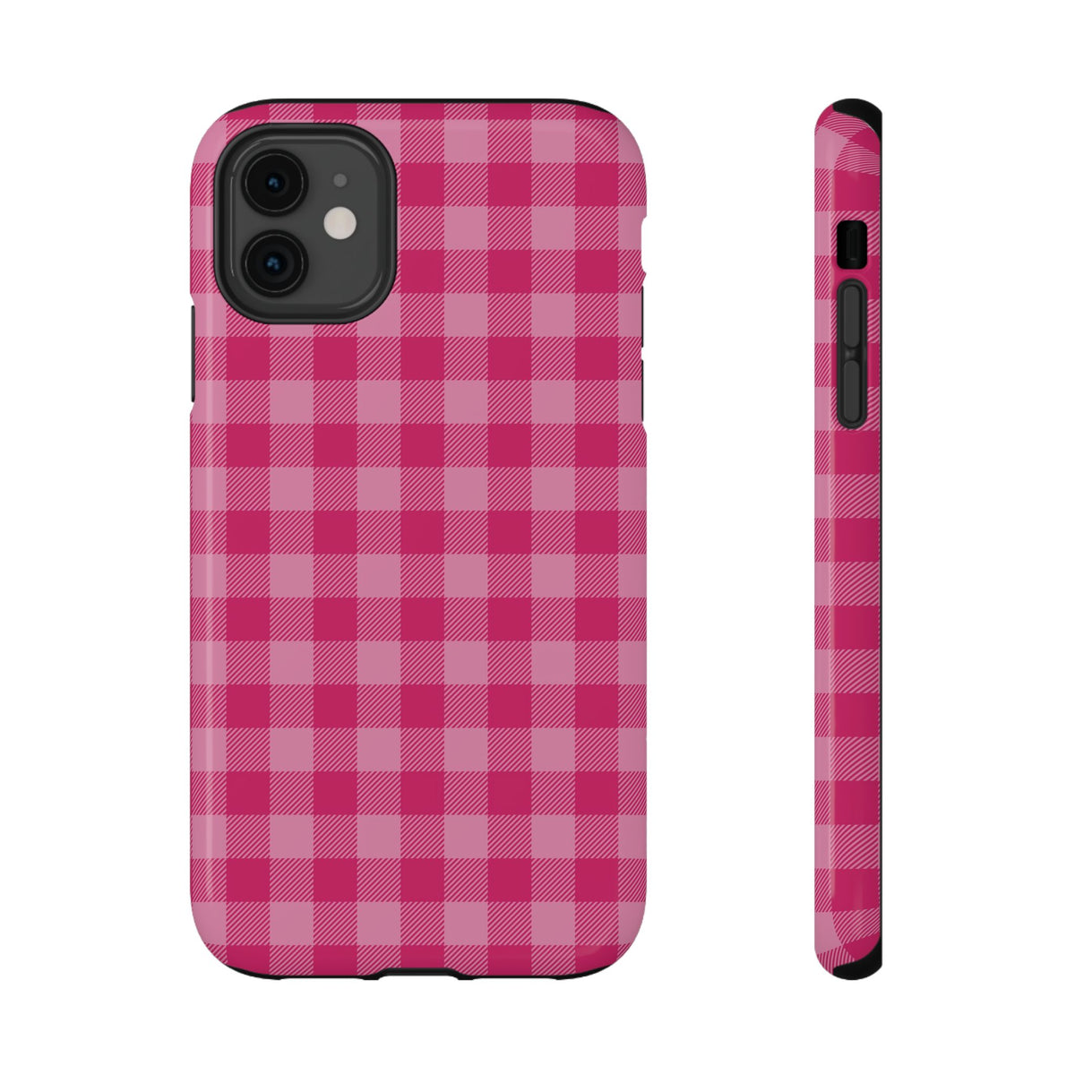 Pink Gingham protective phone case for iPhone 11, glossy finish