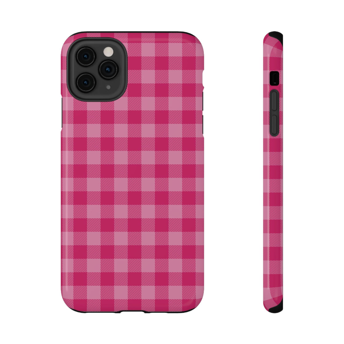 Pink Gingham protective phone case for iPhone 11 Pro Max, glossy finish