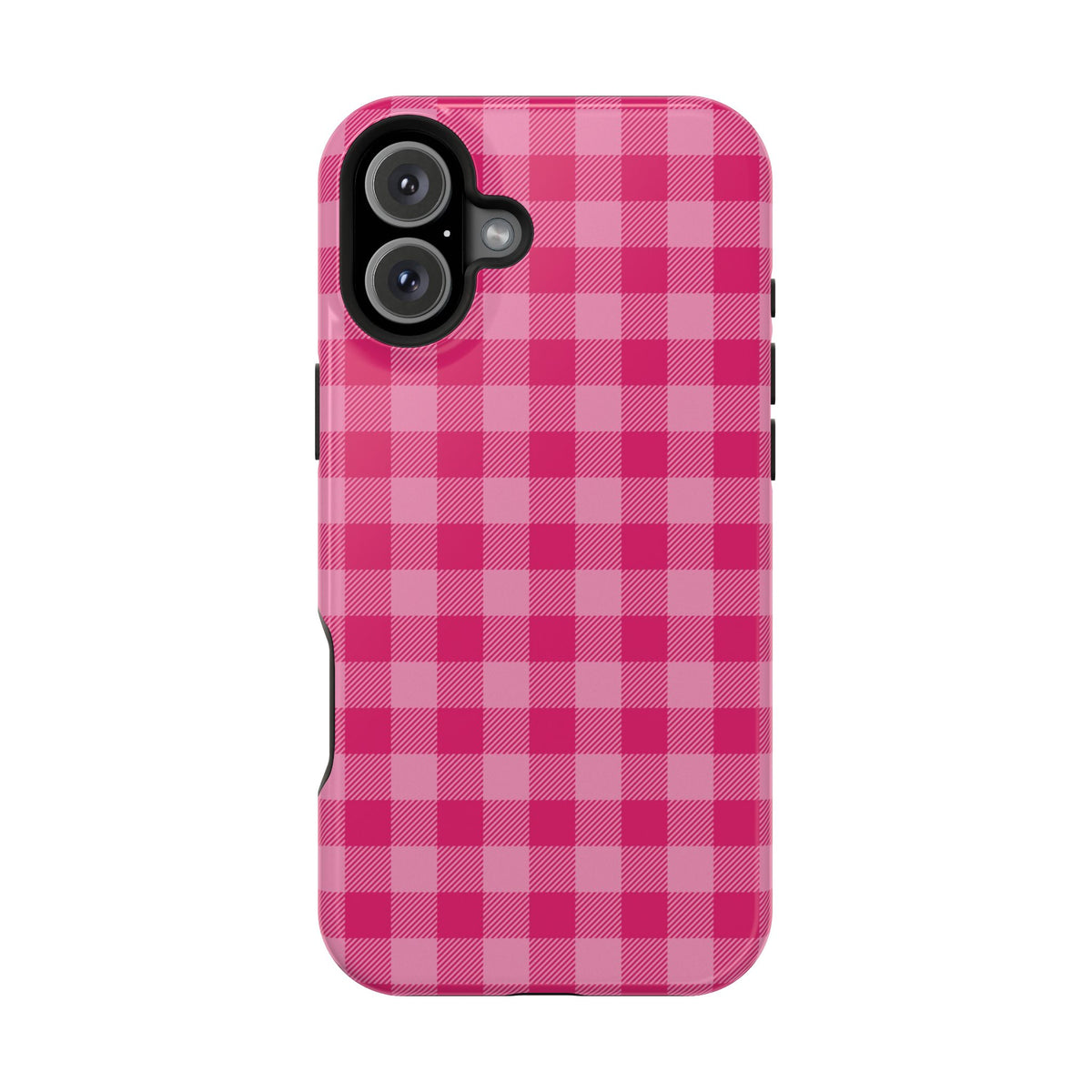 Pink Gingham MagSafe case for iPhone 16 Plus, glossy finish