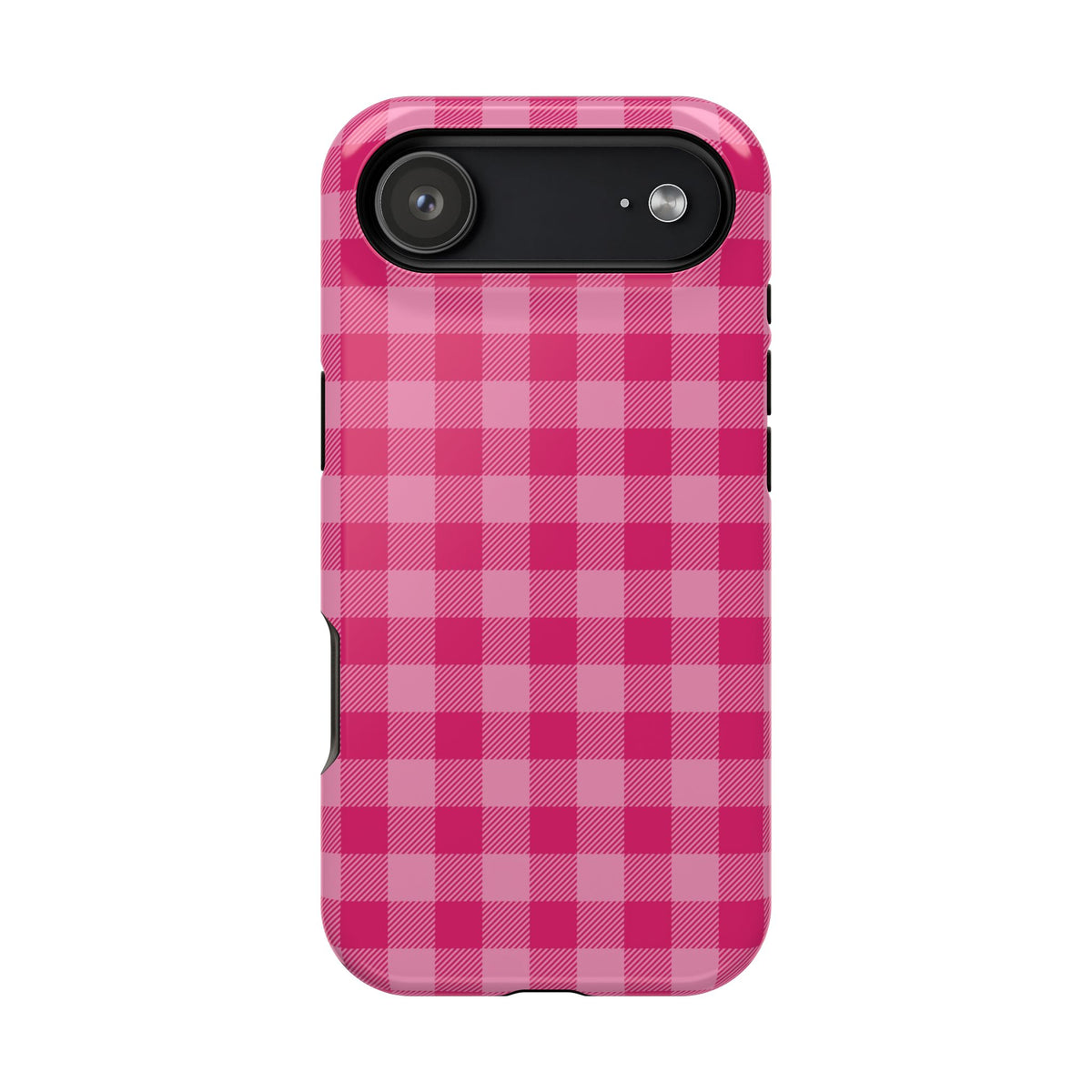 Pink Gingham MagSafe case for iPhone 17 Air, glossy finish