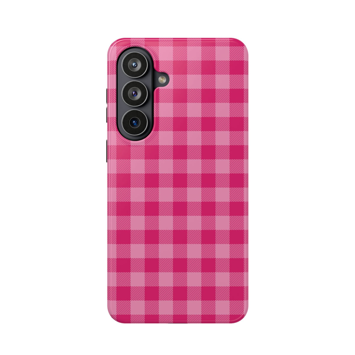 Pink Gingham MagSafe case for Samsung Galaxy S26 Plus, glossy finish