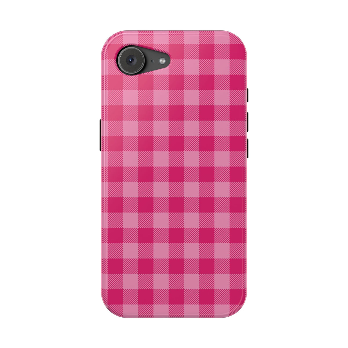 Pink Gingham MagSafe case for iPhone 16e, matte finish