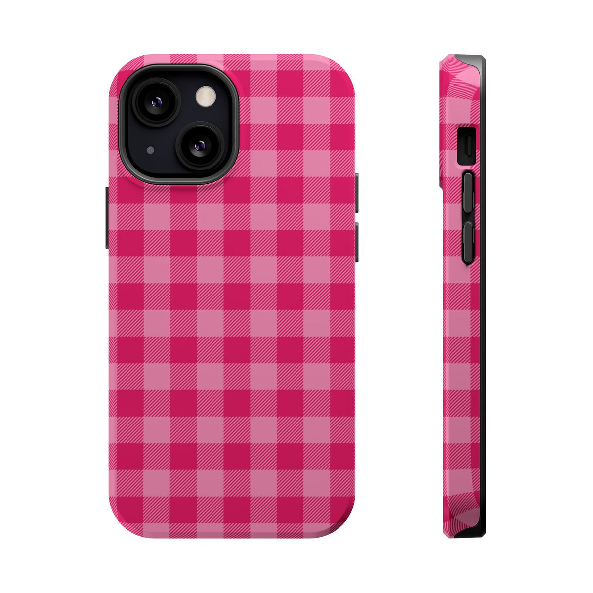 Pink Gingham MagSafe case for iPhone 13 Mini, glossy finish