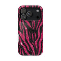 Pink Glitter Zebra protective phone case for iPhone 18 Pro, glossy finish