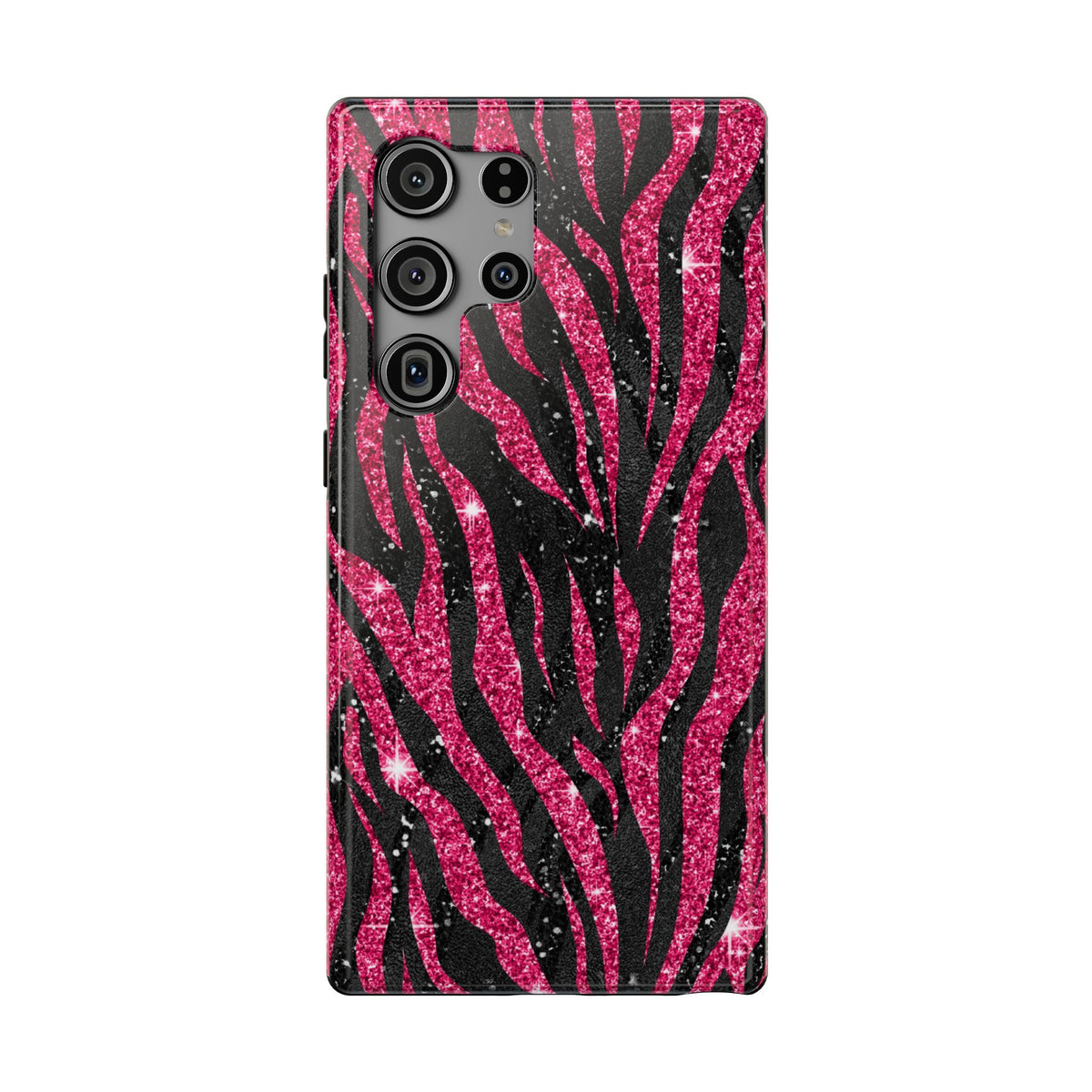 Pink Glitter Zebra protective phone case for Samsung Galaxy S23 Ultra, glossy finish