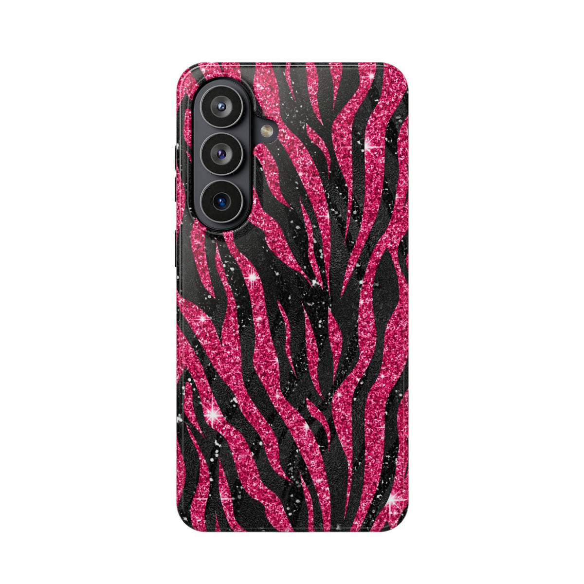 Pink Glitter Zebra protective phone case for Samsung Galaxy S26 Plus, glossy finish