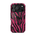 Pink Glitter Zebra MagSafe case for iPhone 18 Pro, glossy finish