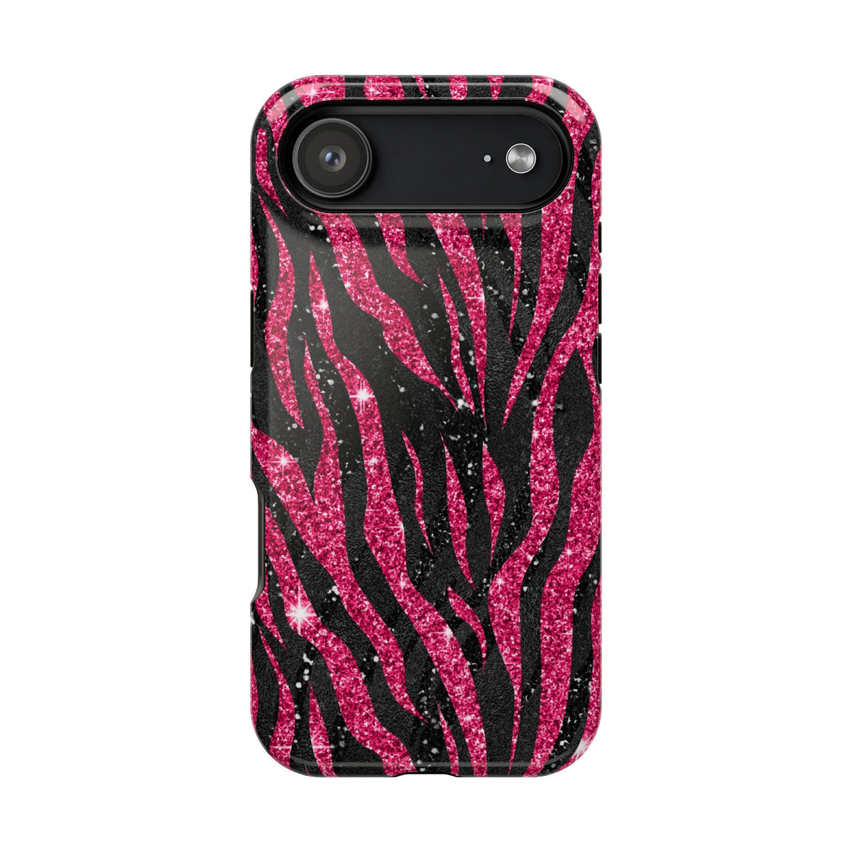 Pink Glitter Zebra MagSafe case for iPhone 17 Air, glossy finish