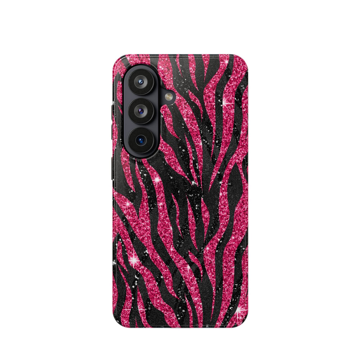 Pink Glitter Zebra MagSafe case for Samsung Galaxy S26, glossy finish