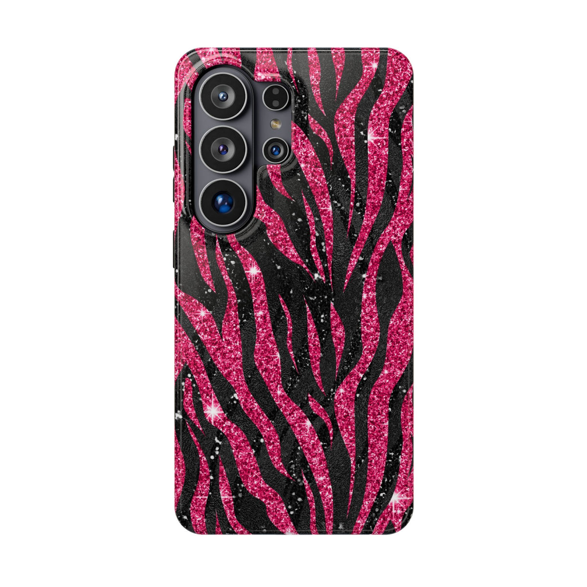 Pink Glitter Zebra MagSafe case for Samsung Galaxy S26 Ultra, glossy finish