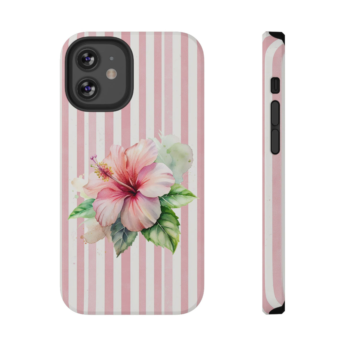 Pink Hibiscus protective phone case for iPhone 12 Mini, glossy finish