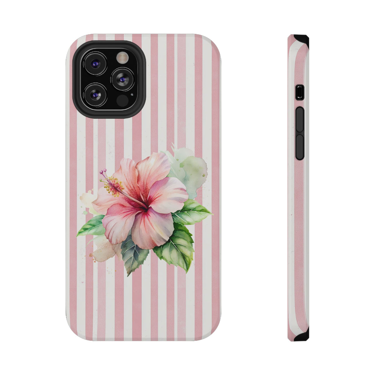 Pink Hibiscus protective phone case for iPhone 12 Pro, glossy finish