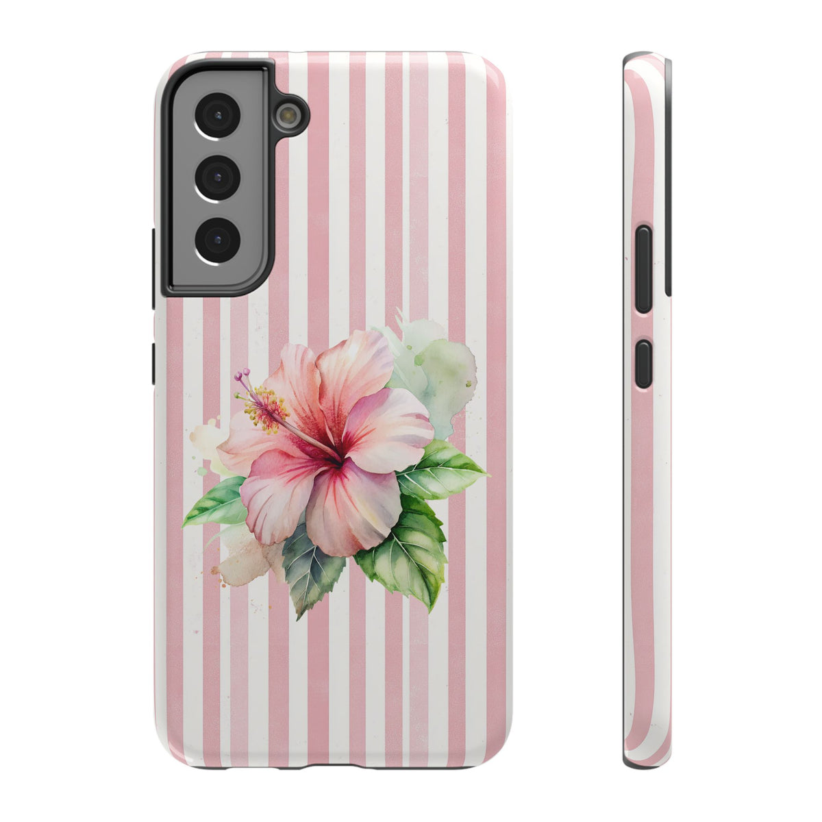 Pink Hibiscus protective phone case for Samsung Galaxy S22 Plus, glossy finish