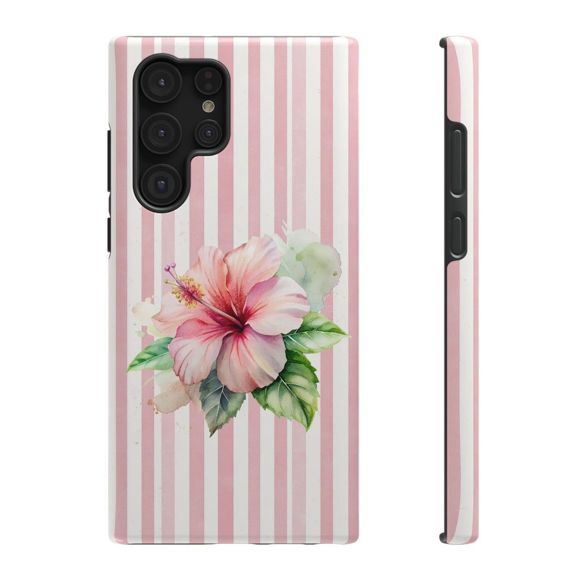 Pink Hibiscus protective phone case for Samsung Galaxy S22 Ultra, glossy finish