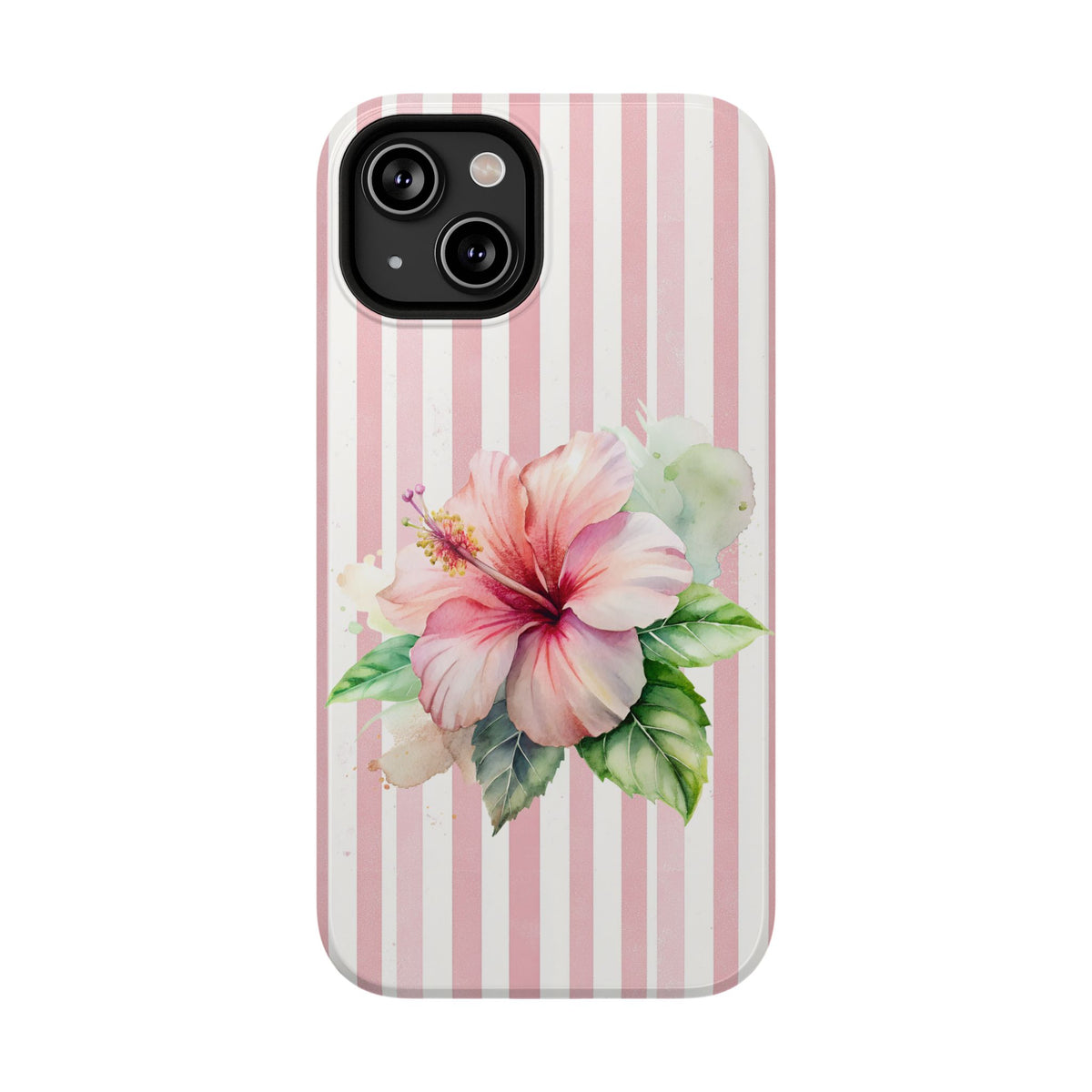 Pink Hibiscus protective phone case for iPhone 14, glossy finish