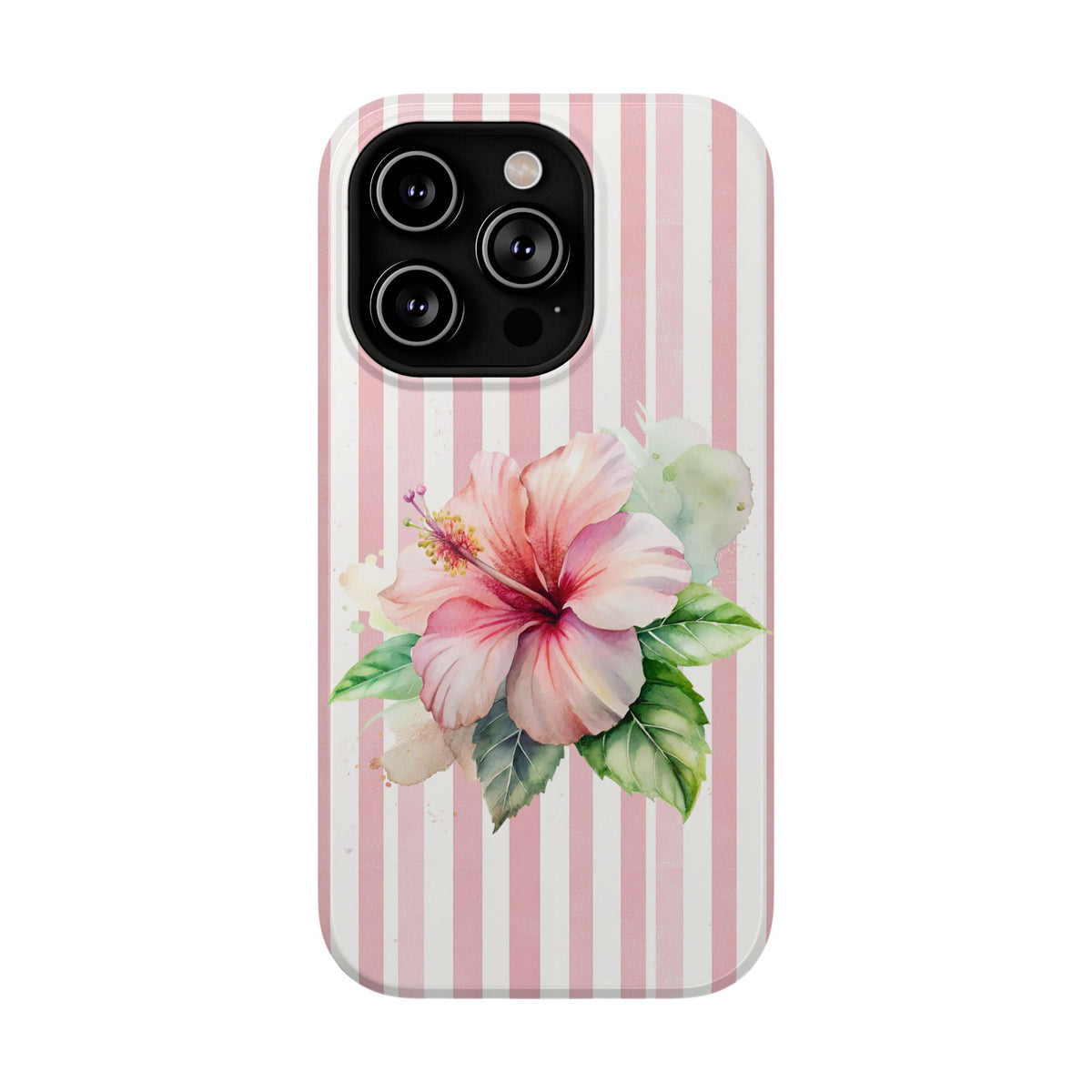 Pink Hibiscus protective phone case for iPhone 14 Pro, glossy finish