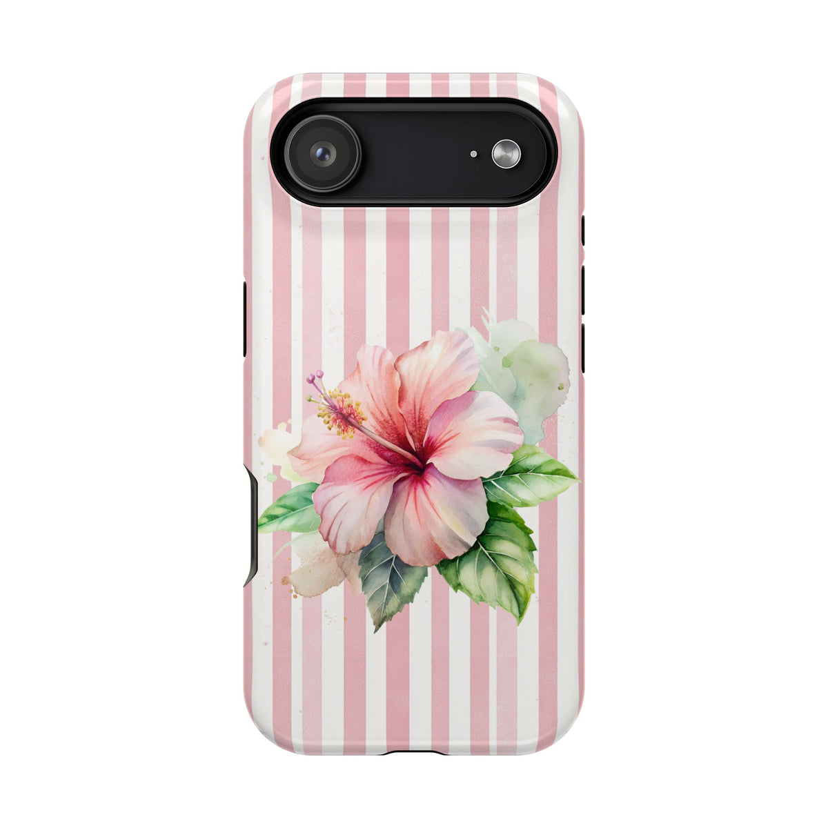 Pink Hibiscus protective phone case for iPhone 17 Air, glossy finish