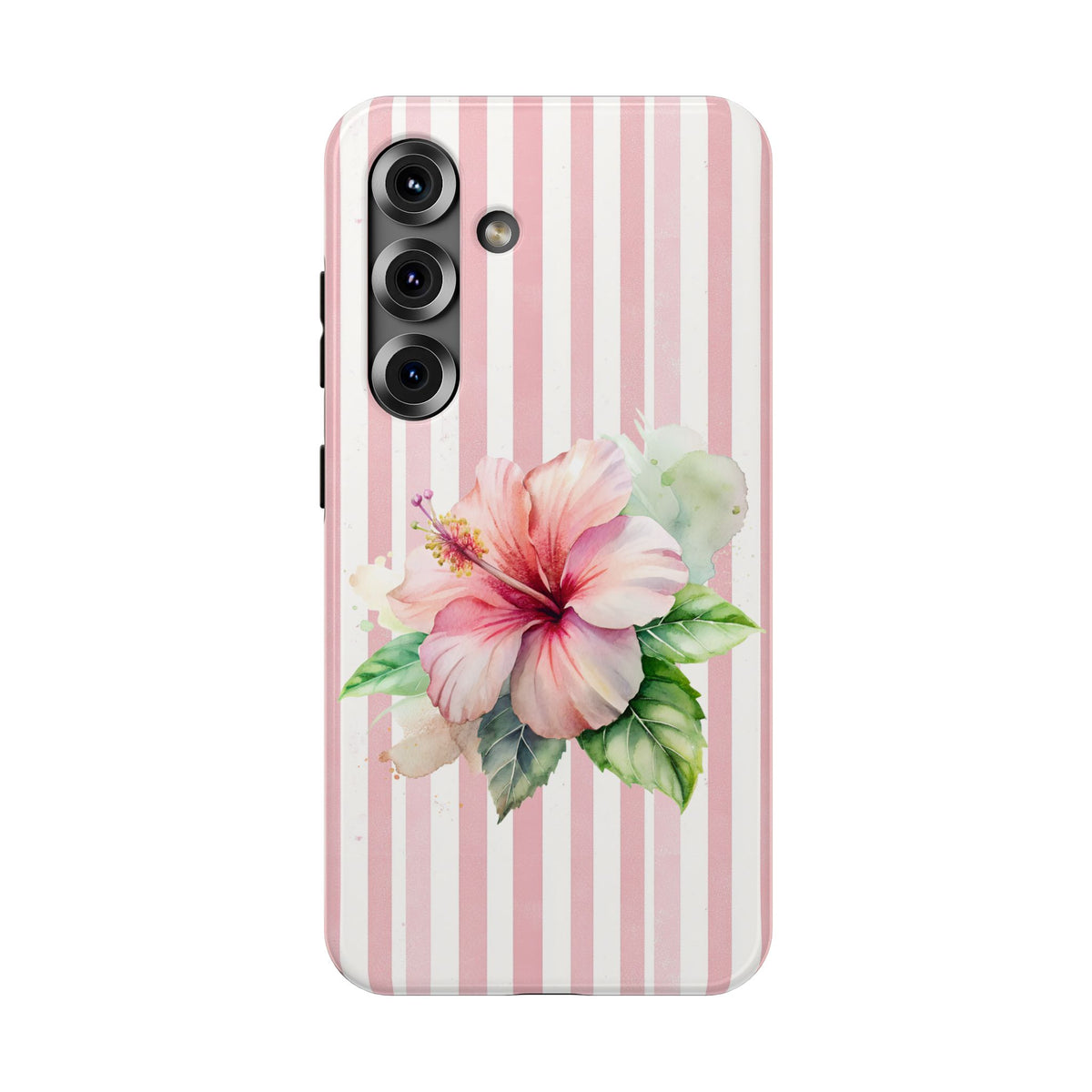 Pink Hibiscus protective phone case for Samsung Galaxy S25, glossy finish