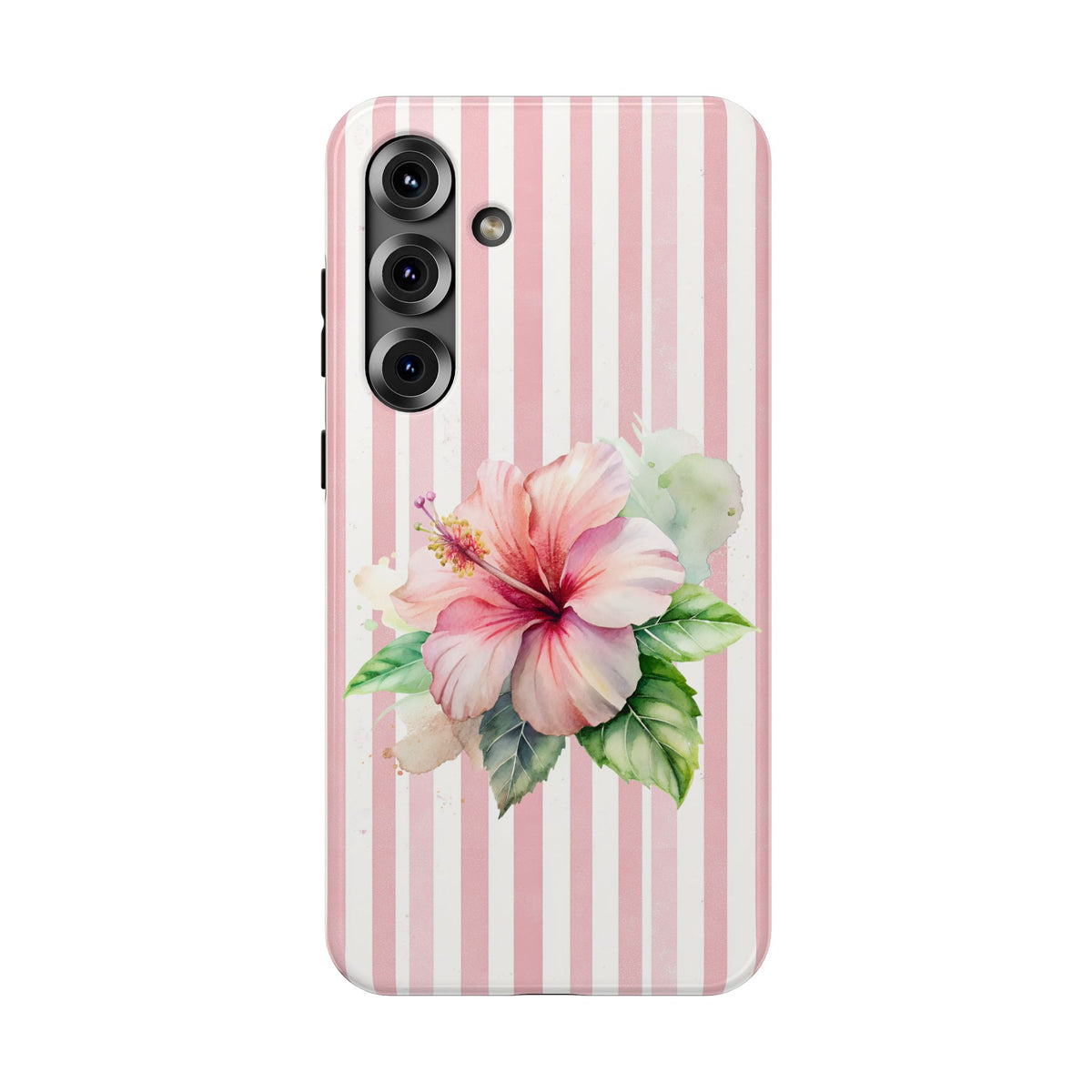 Pink Hibiscus protective phone case for Samsung Galaxy S25 Plus, glossy finish