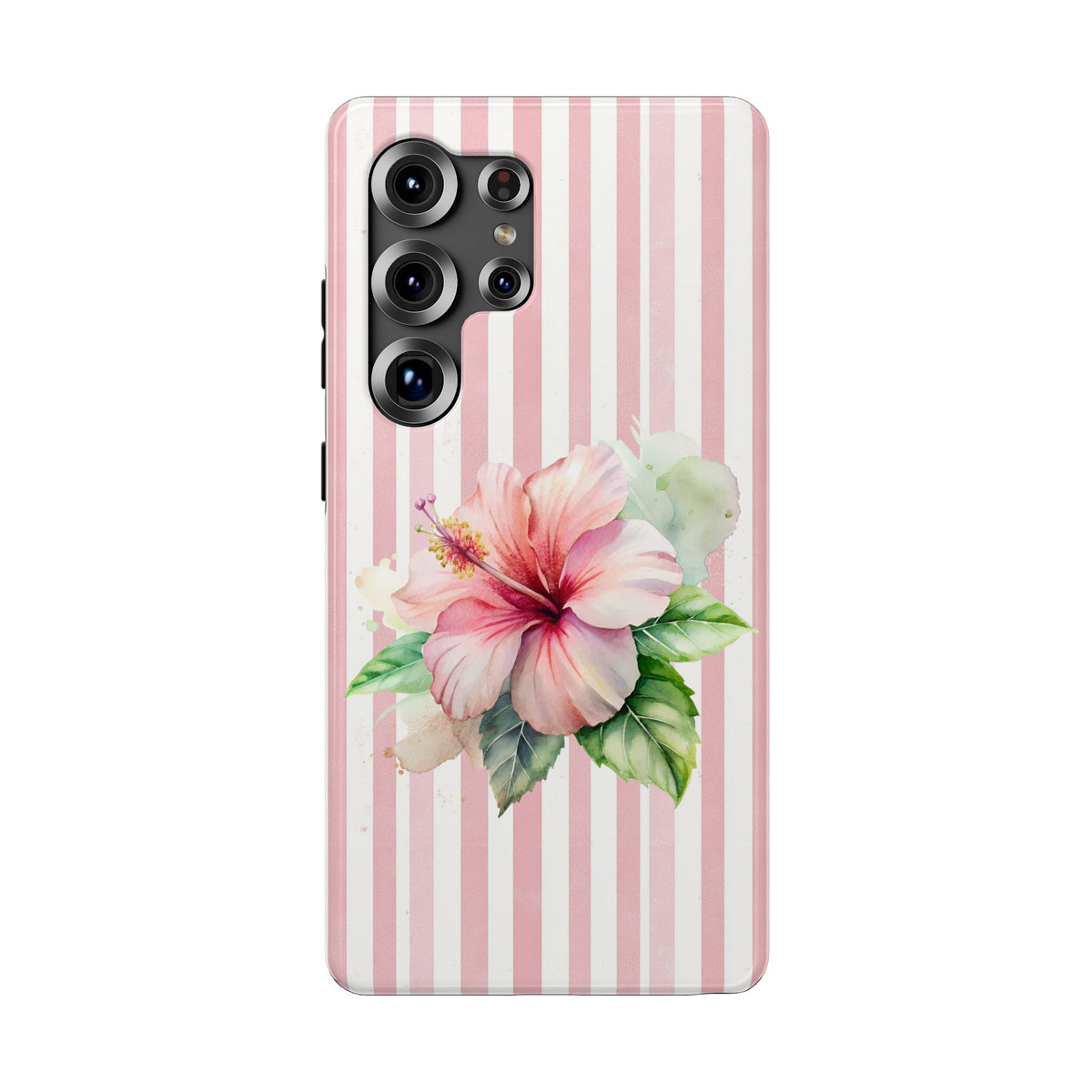 Pink Hibiscus protective phone case for Samsung Galaxy S25 Ultra, glossy finish