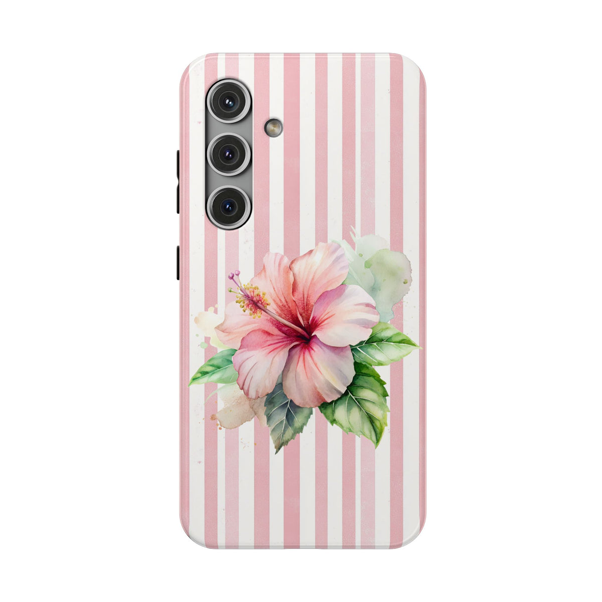 Pink Hibiscus protective phone case for Samsung Galaxy S24, glossy finish