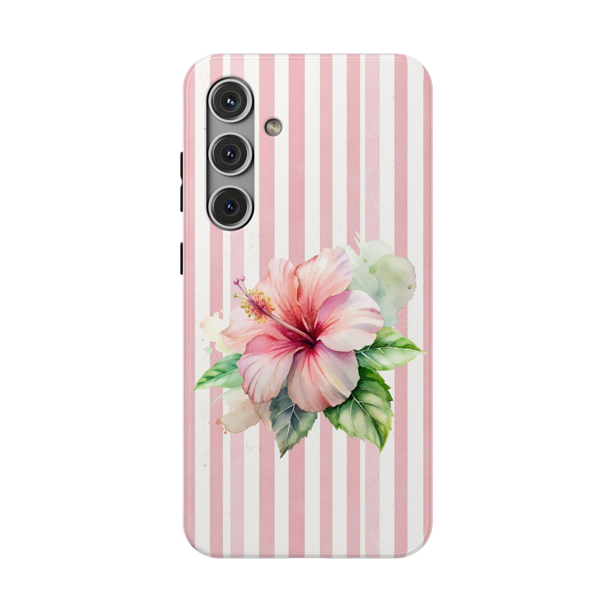 Pink Hibiscus protective phone case for Samsung Galaxy S24 Plus, glossy finish