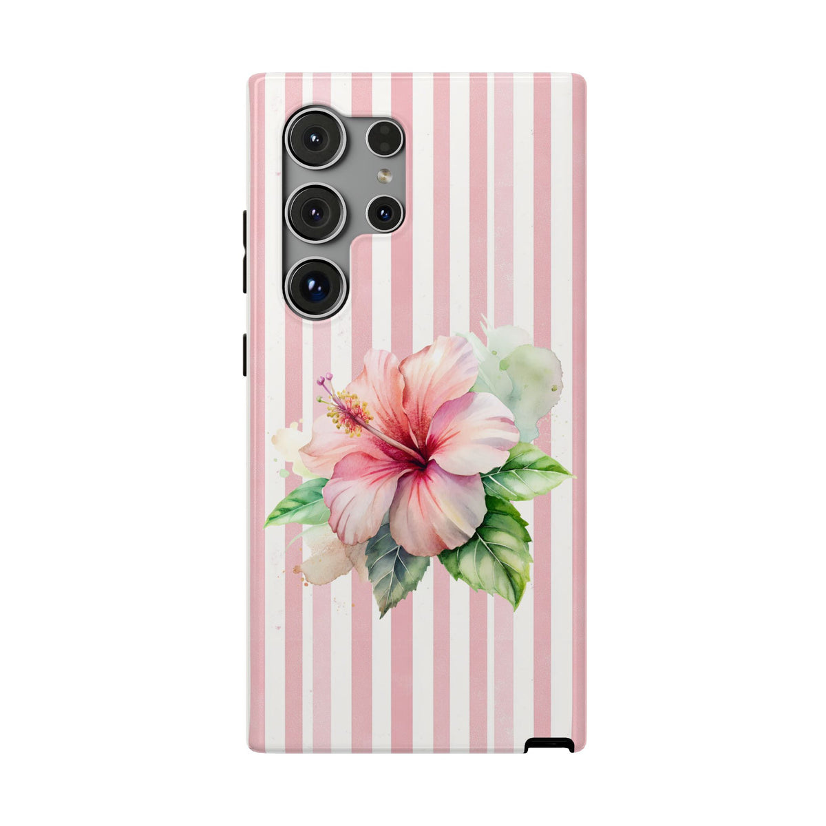 Pink Hibiscus protective phone case for Samsung Galaxy S24 Ultra, glossy finish