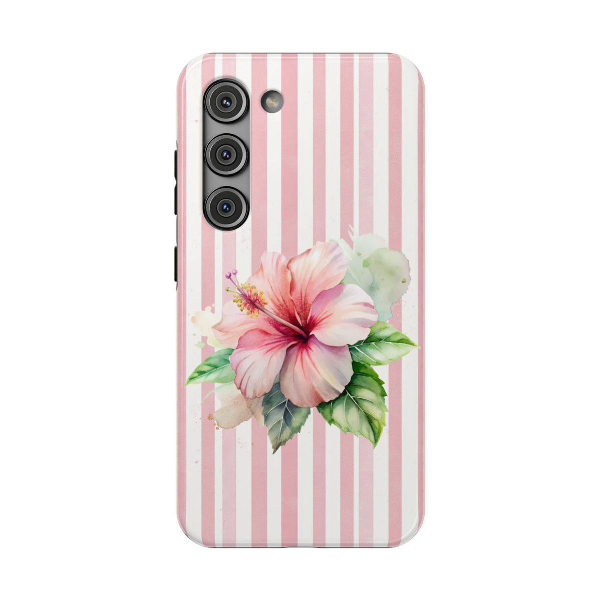 Pink Hibiscus protective phone case for Samsung Galaxy S23, glossy finish