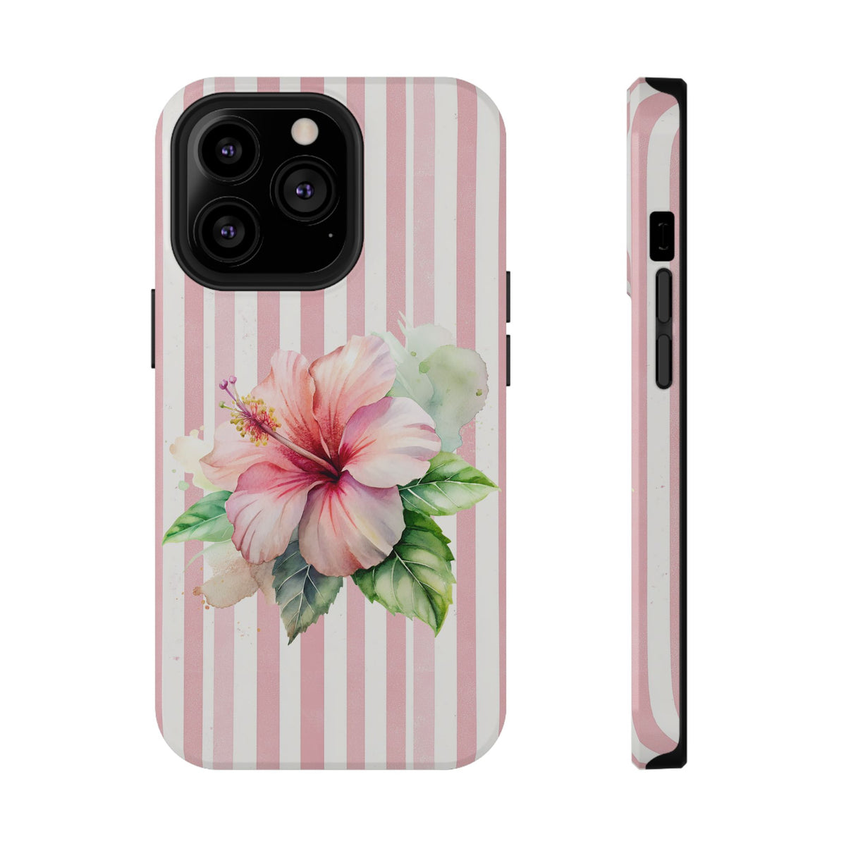Pink Hibiscus protective phone case for iPhone 13 Pro, glossy finish