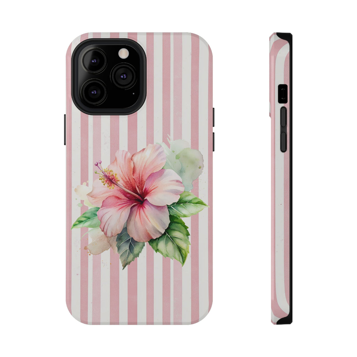 Pink Hibiscus protective phone case for iPhone 13 Pro Max, glossy finish