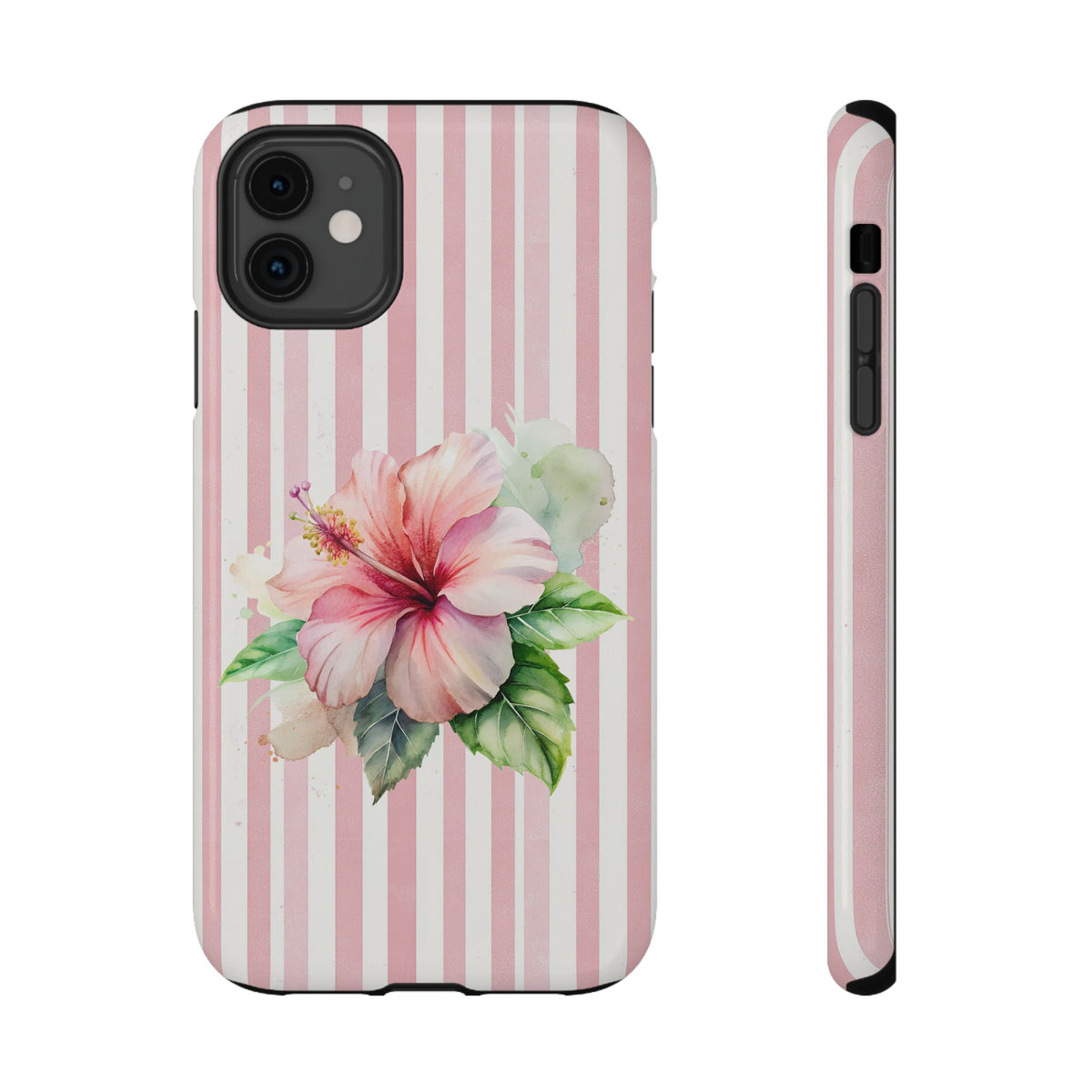 Pink Hibiscus protective phone case for iPhone 11, glossy finish