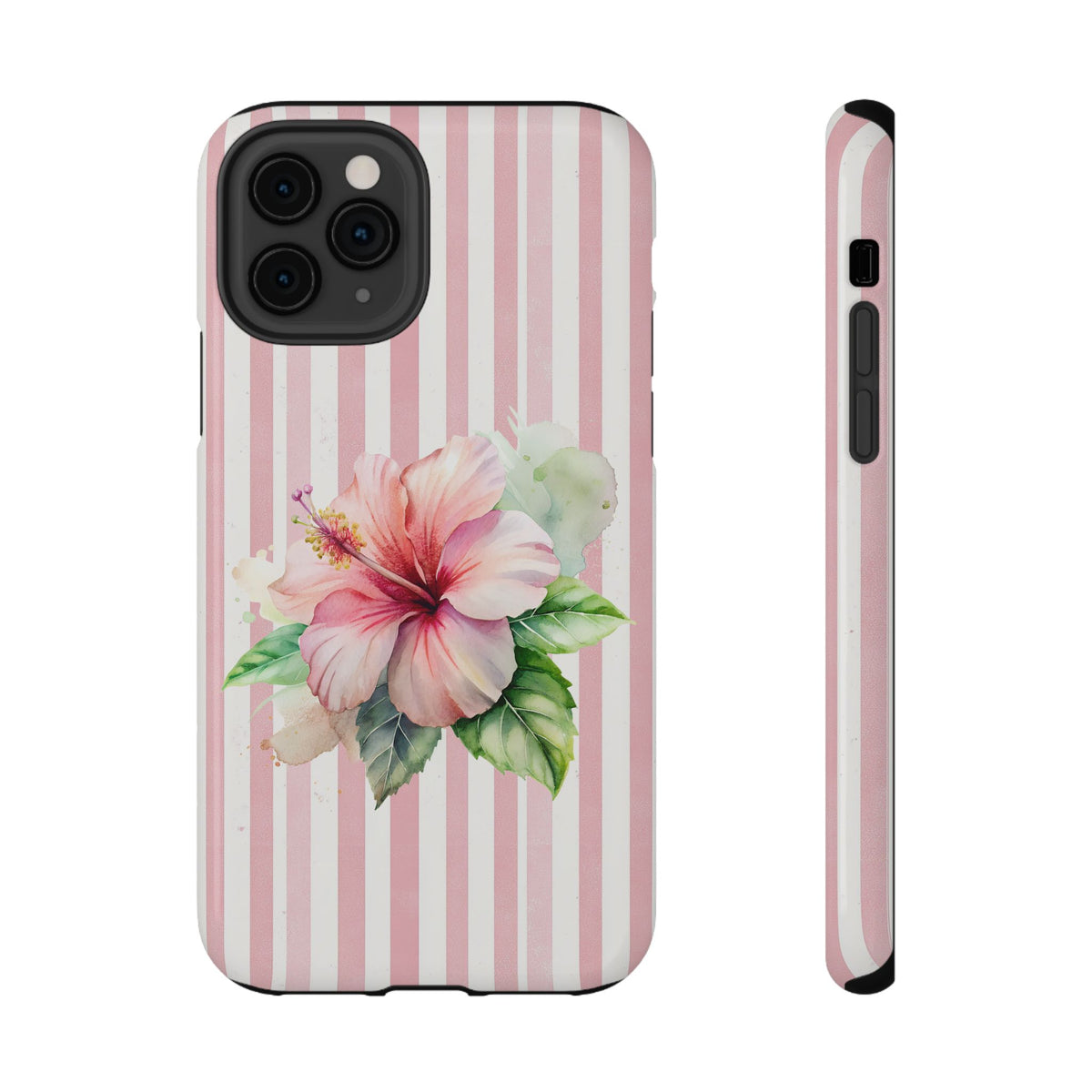 Pink Hibiscus protective phone case for iPhone 11 Pro, glossy finish
