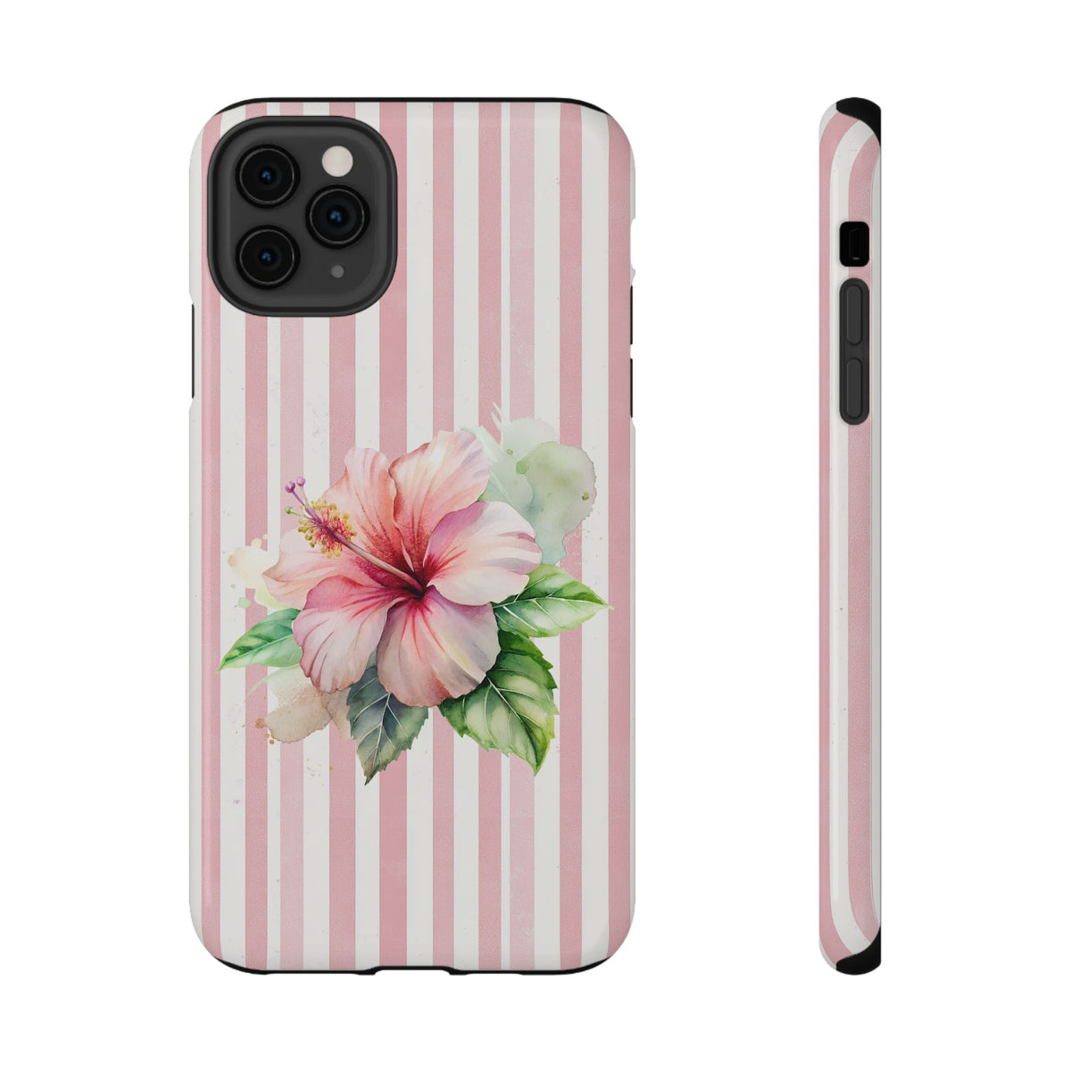 Pink Hibiscus protective phone case for iPhone 11 Pro Max, glossy finish