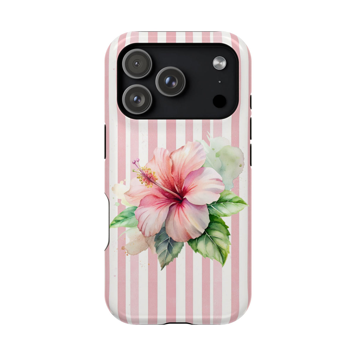 Pink Hibiscus MagSafe case for iPhone 18 Pro, glossy finish