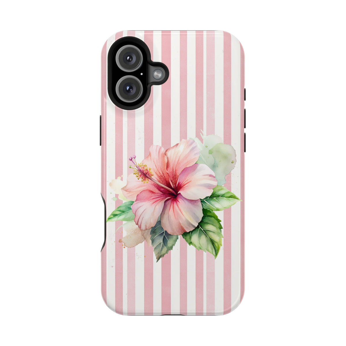 Pink Hibiscus MagSafe case for iPhone 16 Plus, glossy finish