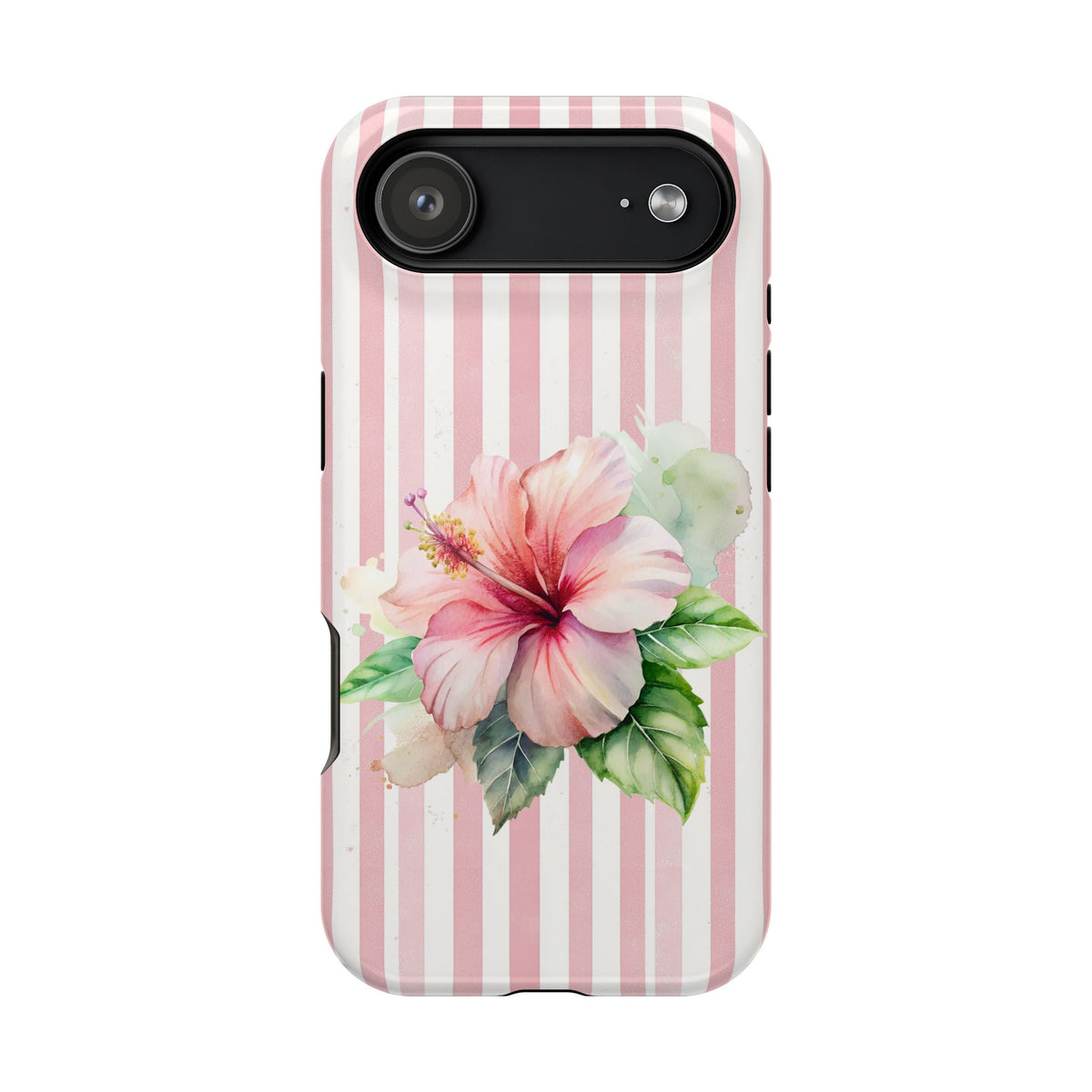 Pink Hibiscus MagSafe case for iPhone 17 Air, glossy finish