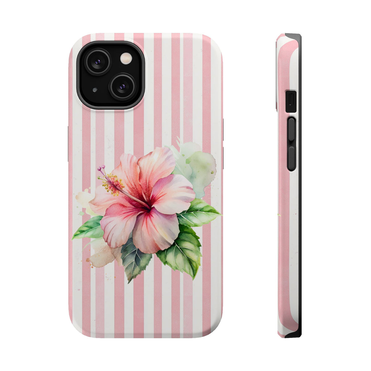 Pink Hibiscus MagSafe case for iPhone 14, glossy finish