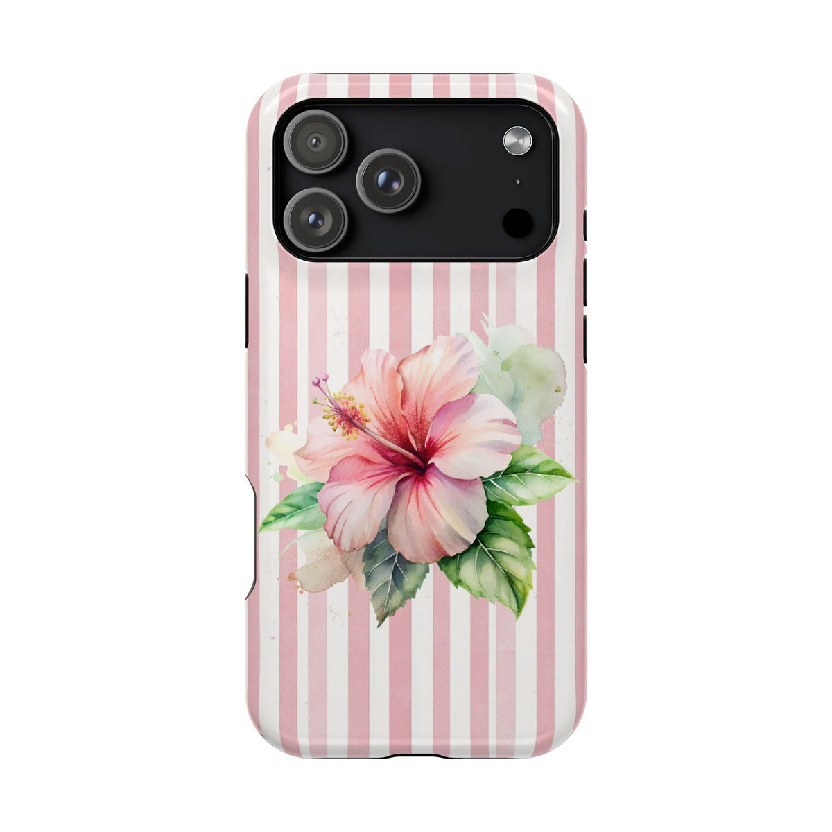 Pink Hibiscus MagSafe case for iPhone 17 Pro Max, glossy finish