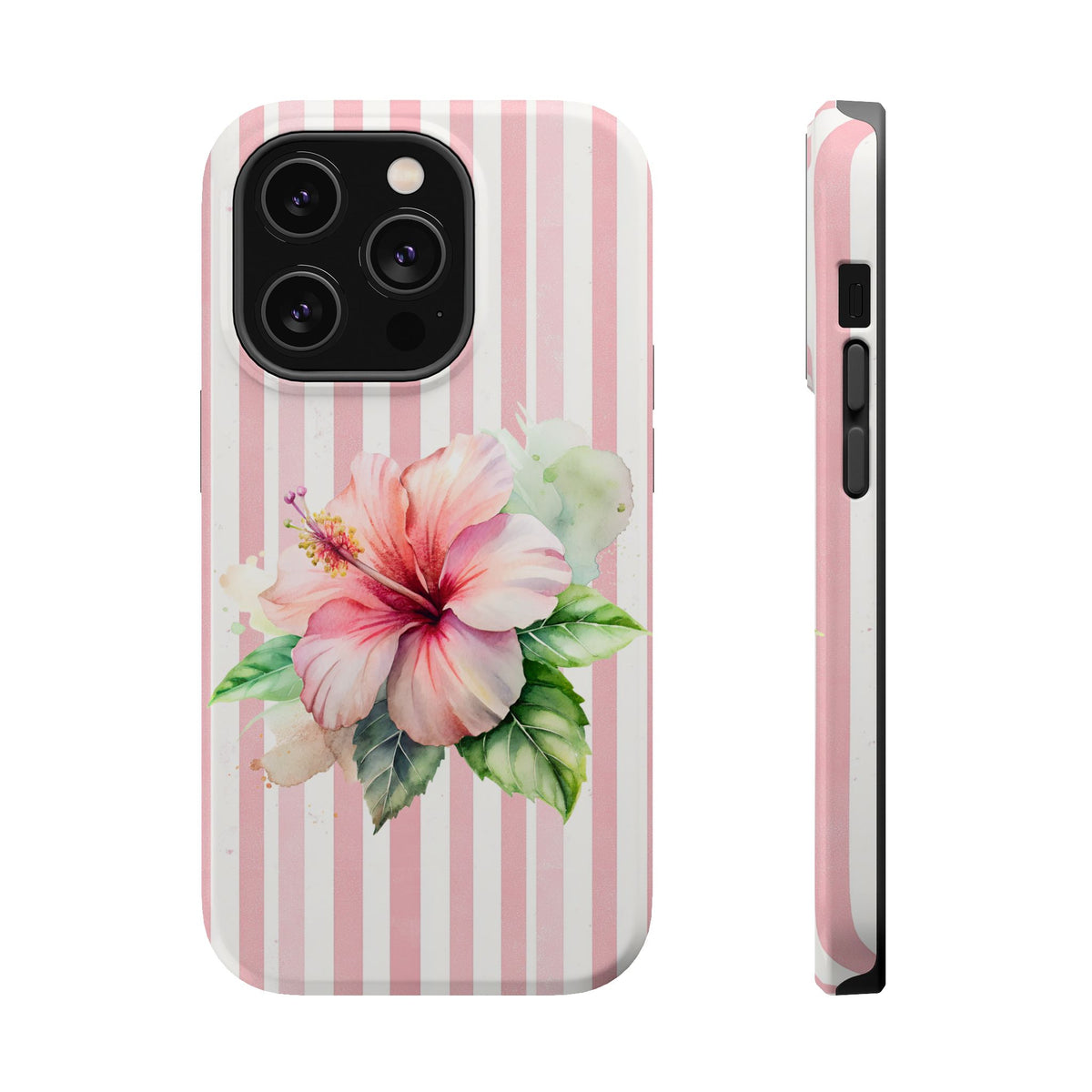 Pink Hibiscus MagSafe case for iPhone 14 Pro, glossy finish