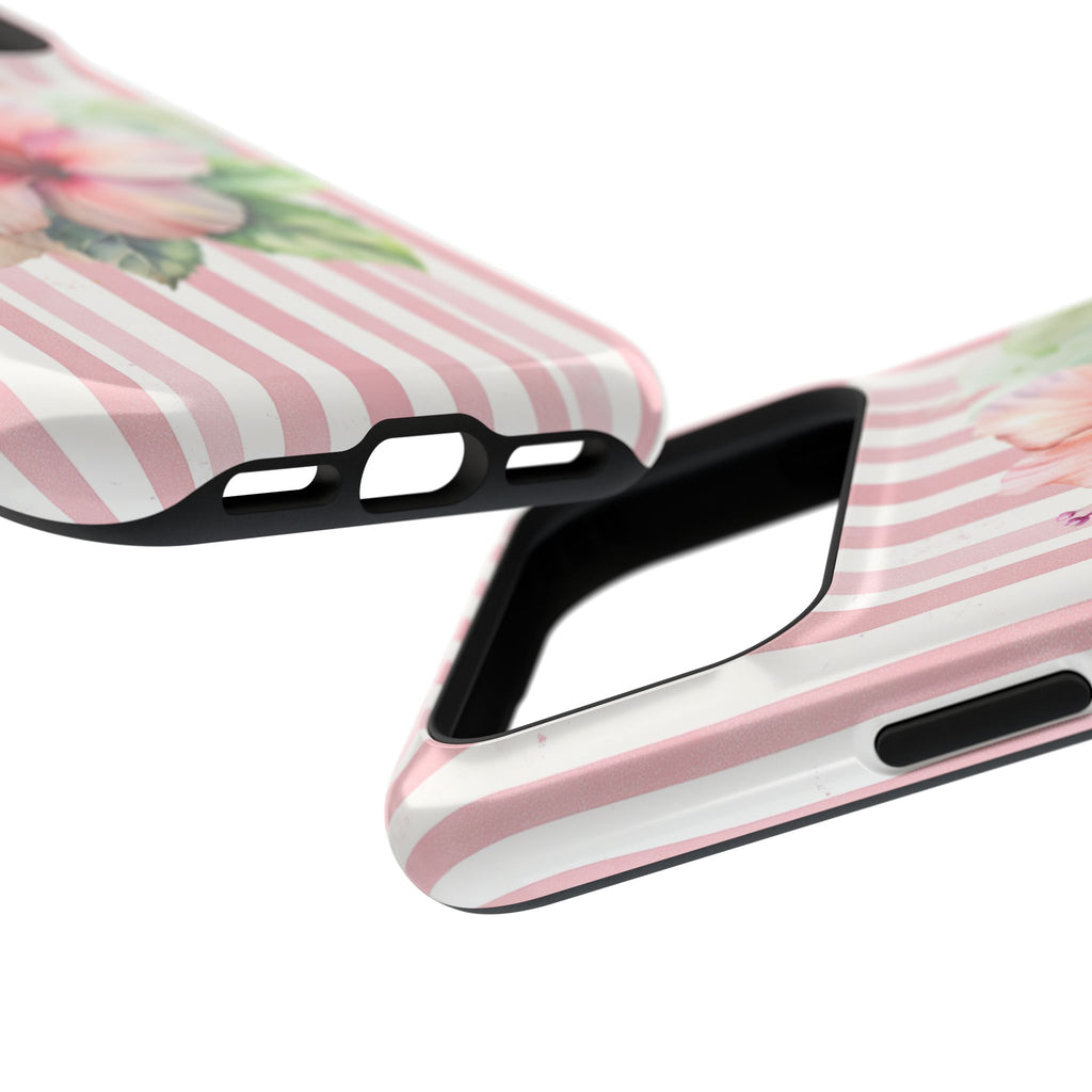 Pink Hibiscus MagSafe case, close-up at an angle