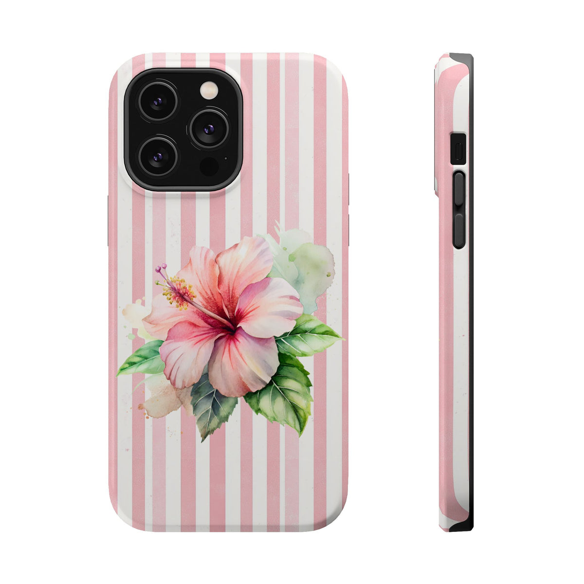 Pink Hibiscus MagSafe case for iPhone 14 Pro Max, glossy finish
