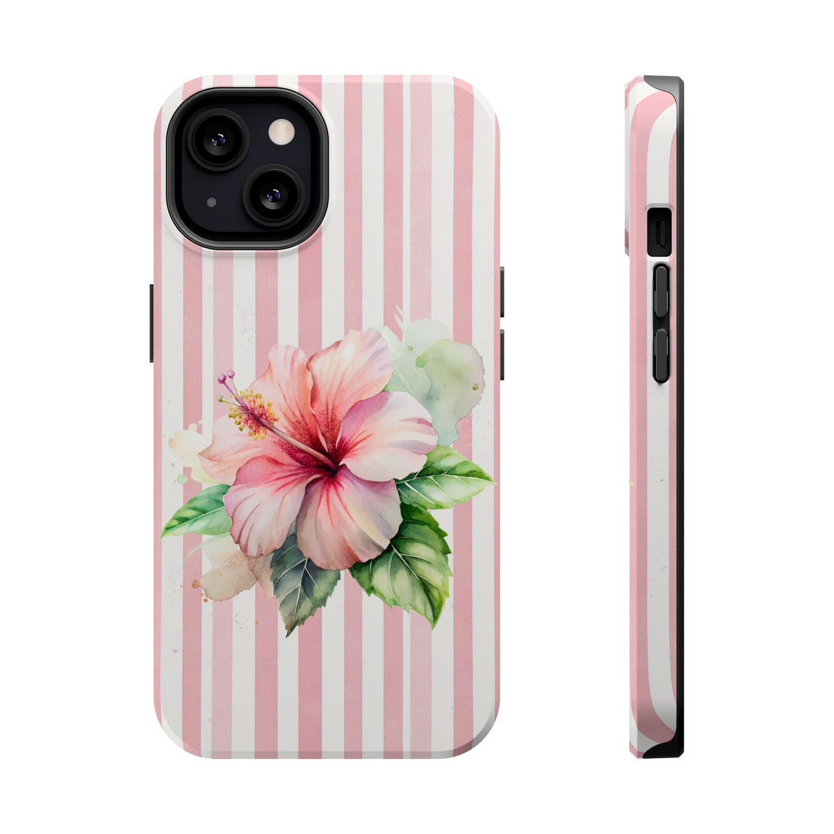 Pink Hibiscus MagSafe case for iPhone 13, glossy finish