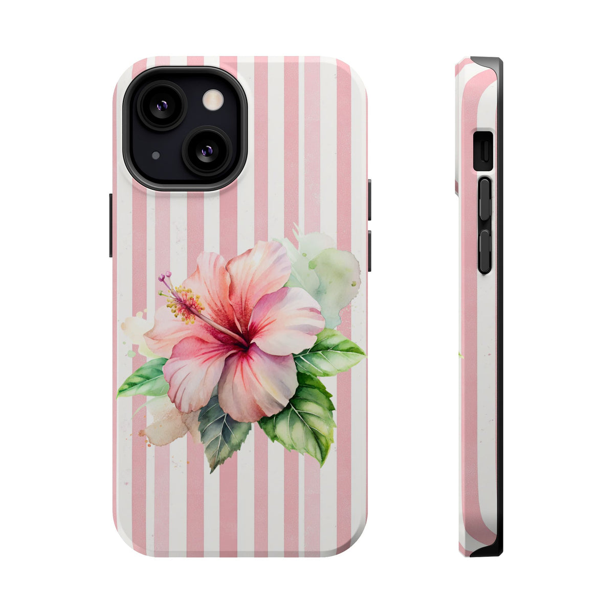 Pink Hibiscus MagSafe case for iPhone 13 Mini, glossy finish